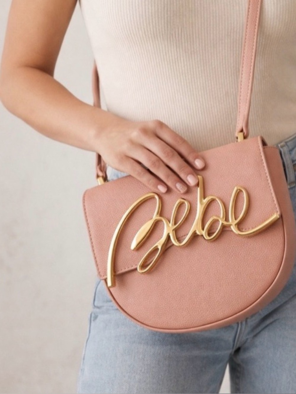 Bebe Blush Crossbody Bag with Gold Accent